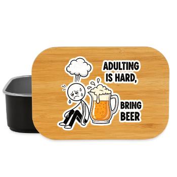 Adulthood is hard, beer helps - Lunch Box - black - Front