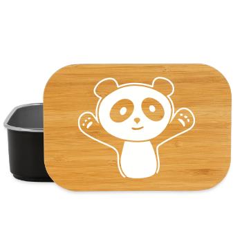 Panda Hug – Cute Kawaii Manga Cuddly Bear - Lunch Box - black - Front