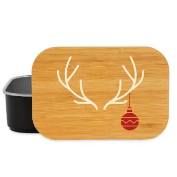 Antlers with Red Christmas Ball – Yule Style - Lunch Box - black - Front