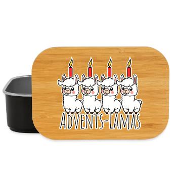 Die 4 niedliche Advents Lamas - eine Kerze brennt! - Lunch Box - Schwarz - Vorne