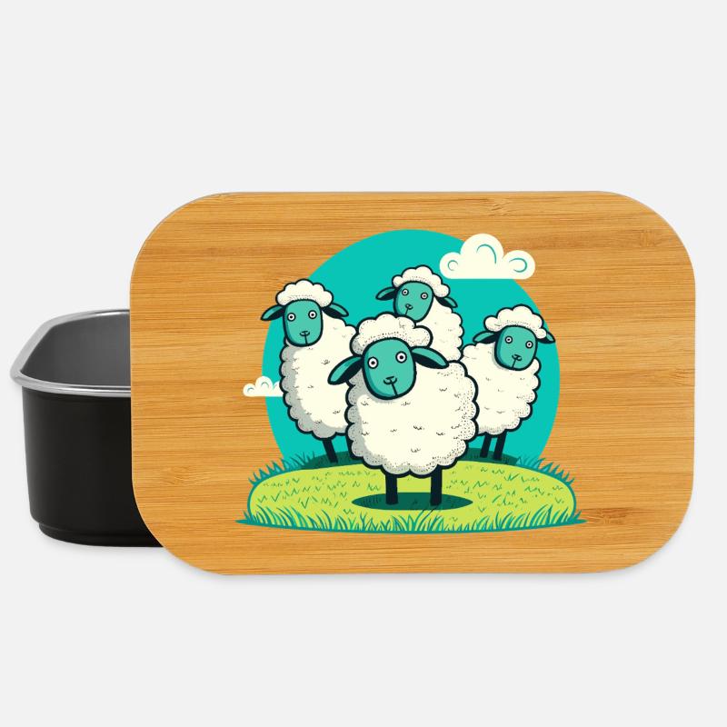 Rond d’agneau de dessin animé sur herbe - Boîte à goûter - noir