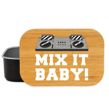Motif Mix It Baby DJ sur les vêtements - Boîte à goûter - noir - Devant