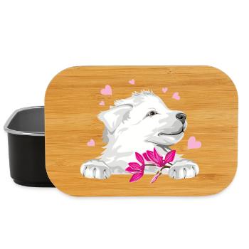 Glücklicher Schweizer Schäferhund mit Blumen und Herzen - Lunch Box - Schwarz - Vorne