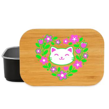 Flower-Heart-Cat - Lunch Box - black - Front