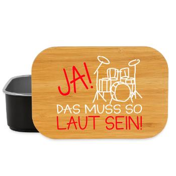Batterie : Musicien drôle - Boîte à goûter - noir - Devant