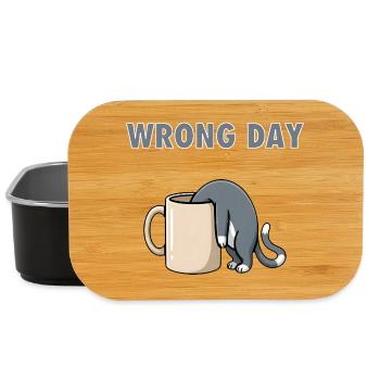 Wrong Day Cat - Funny Bad Day Coffee Meme - Lunch Box - black - Front