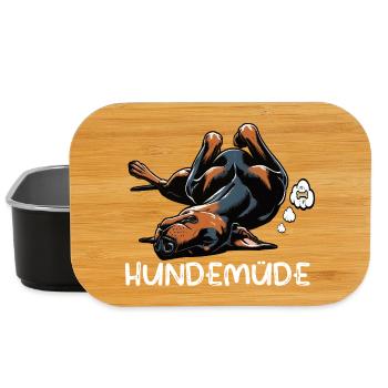 Hundemüde Dobermann Dobermannbesitzer Dobermänner - Lunch Box - Schwarz - Vorne