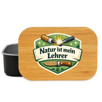 Natur ist mein Lehrer – Waldbadge - Lunch Box - Schwarz - Vorne