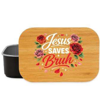 Jesus rettet Bruh Blumenschrift - Lunch Box - Schwarz - Vorne
