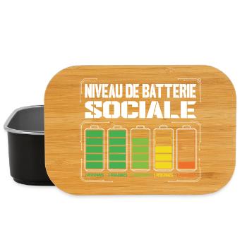 Niveau De Batterie Sociale Humour Introverti - Boîte à goûter - noir - Devant