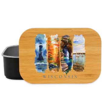 Wisconsin Travel – Great Lakes & Lighthouse - Lunch Box - Schwarz - Vorne