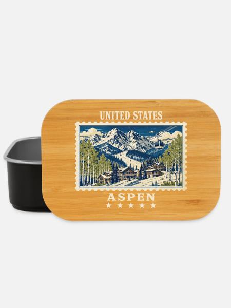USA Aspen Vintage Travel Mark - Lunch Box - black