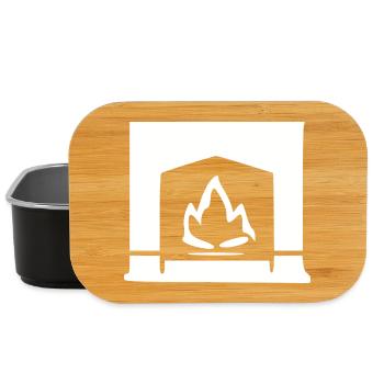 Fireplace Flame White Gift - Lunch Box - black - Front