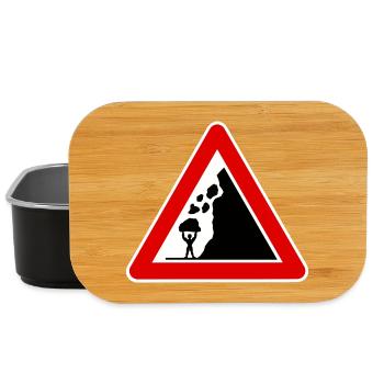 falling rocks, funny road sign bodybuilding - Lunch Box - black - Front