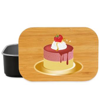 kleines Erdbeeren Törtchen mit Sahne und Blattgold - Lunch Box - Schwarz - Vorne