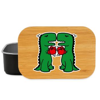 Lustige Boxdinosaurier, die Schulkinderkarikatur boxen - Lunch Box - Schwarz - Vorne