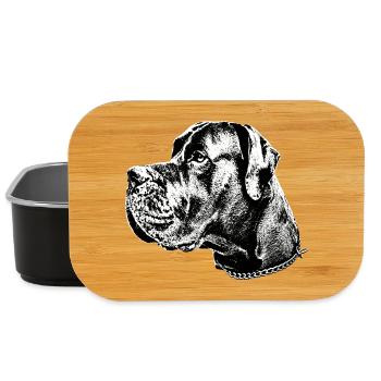 Great Dane Dog Head Bulldog Dog - Lunch Box - black - Front