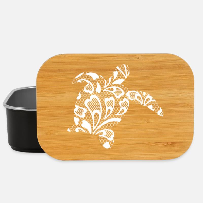 Tortue de mer en dentelle blanche. - Boîte à goûter - noir