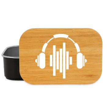 headphones icon music tones beats dj techno dnb - Lunch Box - black - Front