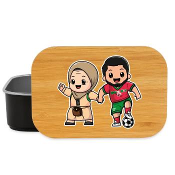 Joueur marocain avec sa mère Cadeau Maroc Football - Boîte à goûter - noir - Devant