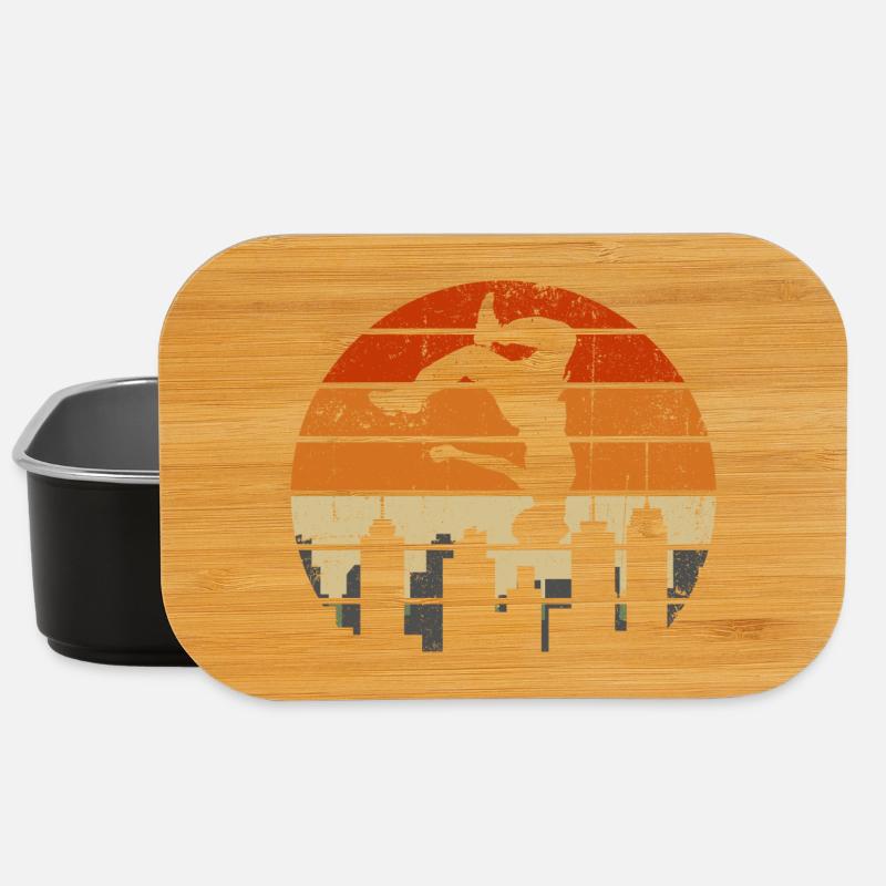 Sunset Acrobat Over City Skyline - Lunch Box - black