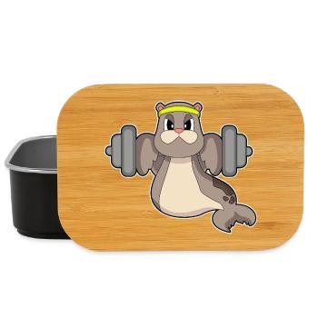 Seal Bodybuilder Barbell Bodybuilding - Lunch Box - black - Front