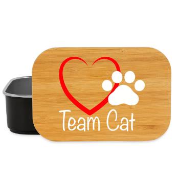 Team Cat mit Herzchen - Lunch Box - Schwarz - Vorne