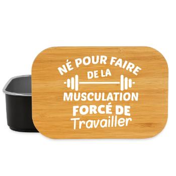 Slogan Musculation & Travail - Boîte à goûter - noir - Devant