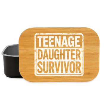Teenage Daughter Survivor – Funny Parent Design - Lunch Box - black - Front