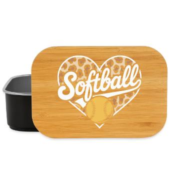 Leopard Muster Softball Herz Design - Lunch Box - Schwarz - Vorne