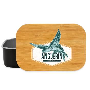 Anglerin USA Design Fliegender Fisch - Lunch Box - Schwarz - Vorne
