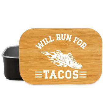 Cadeau de course pour un marathonien Will Run For Tacos - Boîte à goûter - noir - Devant