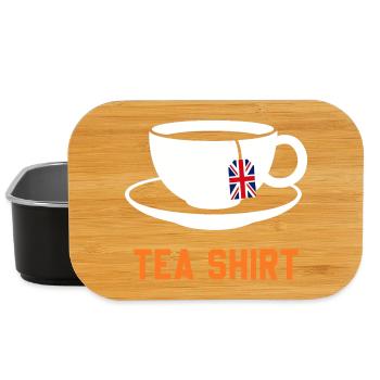 Tea Shirt – Calm Teacup Pun - Lunch Box - black - Front