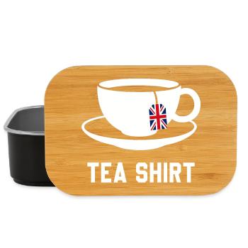 Tea Shirt – Calm Teacup Pun - Lunch Box - black - Front