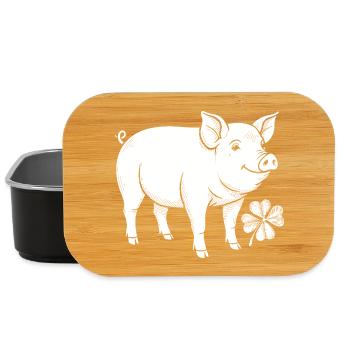 Trèfle de cochon chanceux - Boîte à goûter - noir - Devant
