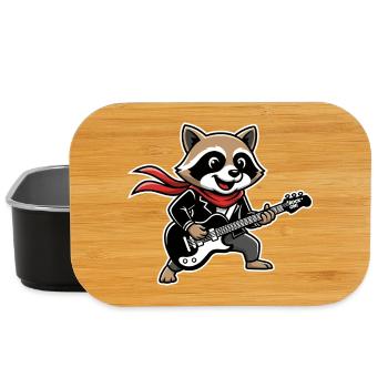 Raccoon Rock Music Retro Funny Animal Gift - Lunch Box - black - Front