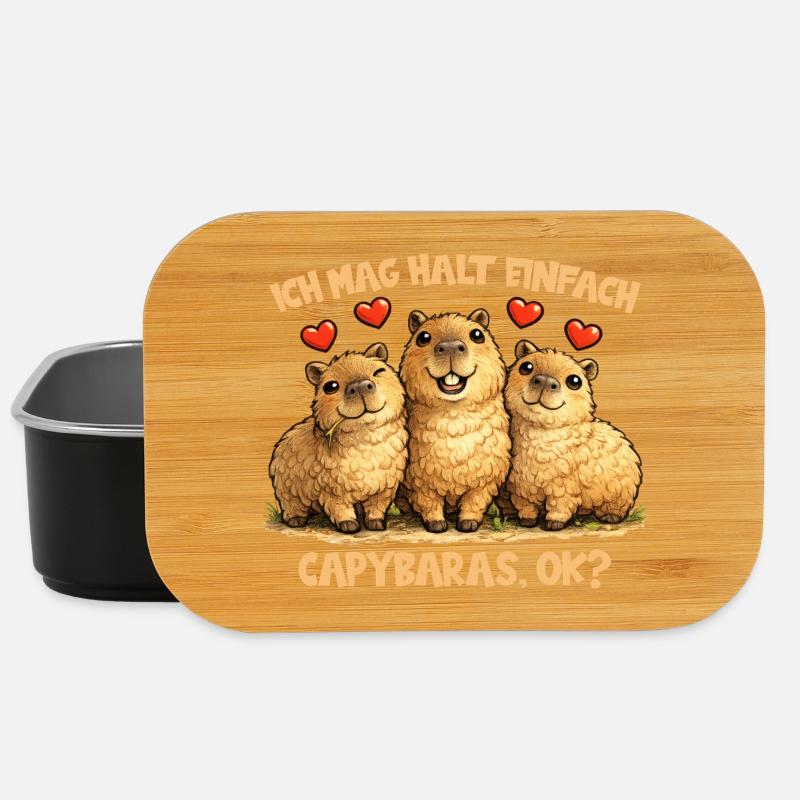 Capybaras Comic Motiv mit Herz und lustigem Spruch - Lunch Box - Schwarz