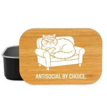 Antisocial by Choice Cat Gift - Lunch Box - black - Front