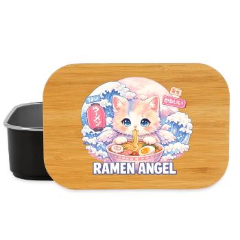 Japon Cat Ramen Nouilles Motif Vague Rétro - Boîte à goûter - noir - Devant