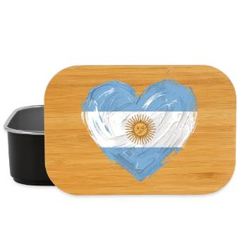Argentina Flag Heart Fußball Fußball - Lunch Box - Schwarz - Vorne