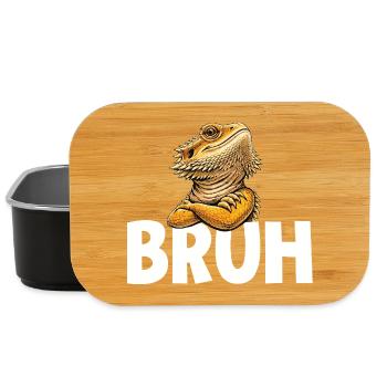 Bruh Pogona Bearded Dragon Funny Meme - Lunch Box - black - Front