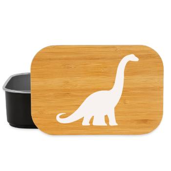 Silhouette de dinosaure à long cou - Boîte à goûter - noir - Devant
