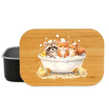 Illustration de la baignée d’animaux de la forêt mignons - Boîte à goûter - noir - Devant