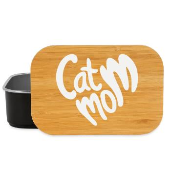 Lettrage en forme de cœur de maman chat - Boîte à goûter - noir - Devant
