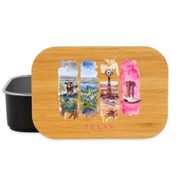 Texas Travel – Longhorn & Cowboy Spirit - Lunch Box - black - Front
