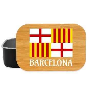 Flag Red White Yellow Barcelona Patriotic Banner - Lunch Box - black - Front
