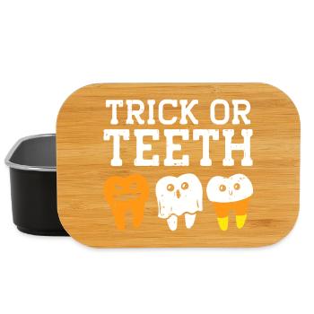 Trick oder Teeth Halloween-T-Shirt - Lunch Box - Schwarz - Vorne