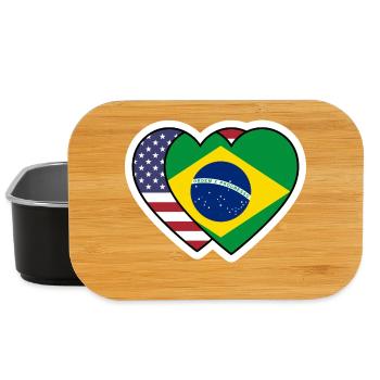 Sticker Cœurs USA Brésil - Design Drapeau  - Boîte à goûter - noir - Devant
