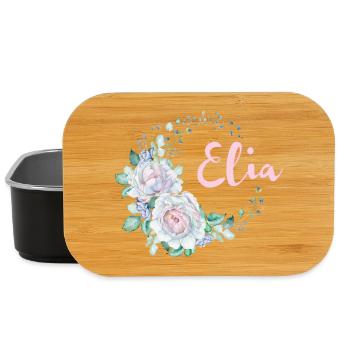 Elia Flower Wreath in Watercolor - Lunch Box - black - Front