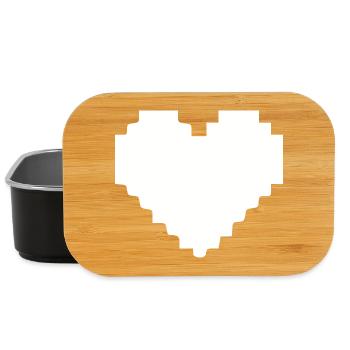 Weißes Herz weiß Pixelherz Geschenk  - Lunch Box - Schwarz - Vorne